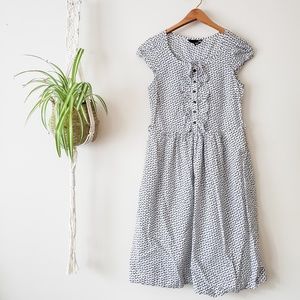 H&M White & Black Sprout Short Sleeve Dress